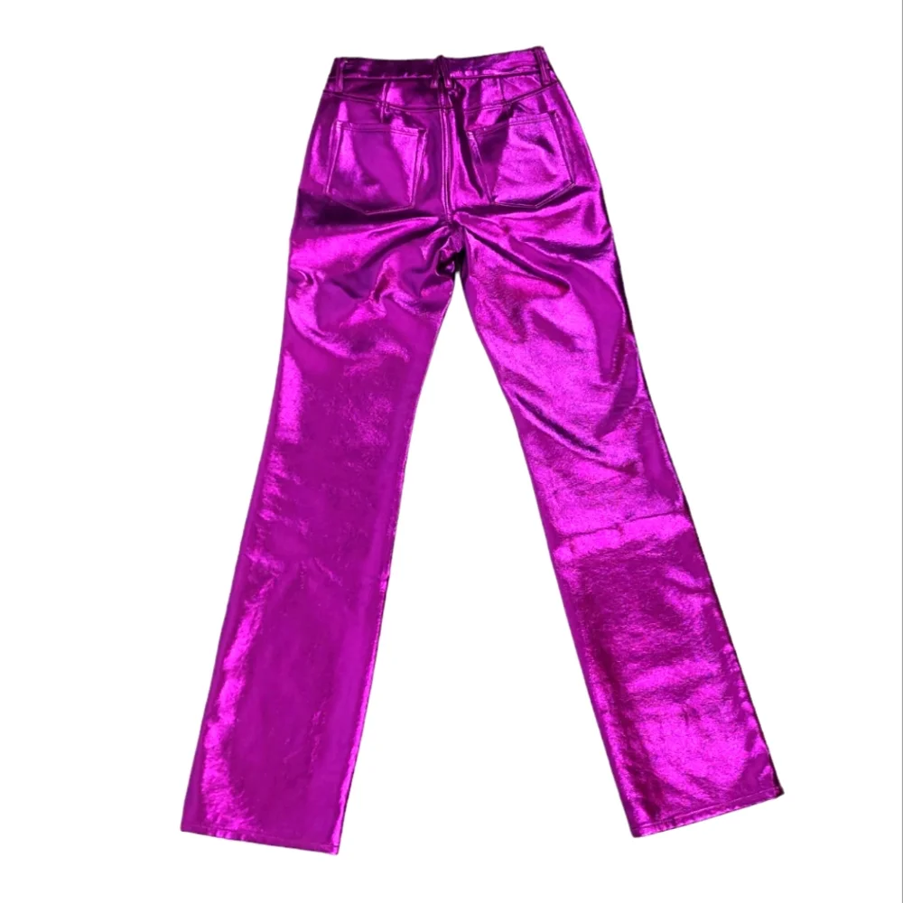 Good American Good Iconic Pop Thistle Metallic Faux Leather Pants